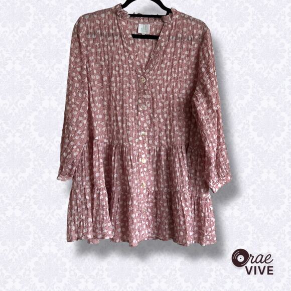 Shop the Mint Dusty Rose Floral Babydoll Dress Size Small - Picture 1 of 5